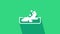 White Wrecked oil tanker ship icon isolated on green background. Oil spill accident. Crash tanker. Pollution Environment