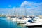 White yachts, motorboats, marina, Cyprus