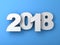 White year two thousand eighteen, Happy new year 2018 , 3D blue text isolated on blue background