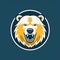 White, Yellow, And Blue Bear Logo With Circle Pattern