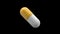 White-Yellow pills isolated rotating. Seamless looping. Alpha channel / Luma matte.