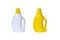 White and yellow plastic detergent container, bottle, isolated