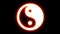 White Yin Yang symbol with red moving fire-like glow in seamless loop