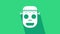 White Zombie mask icon isolated on green background. Happy Halloween party. 4K Video motion graphic animation