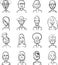 Whiteboard drawing - funny cartoon faces vector collection