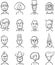 Whiteboard drawing - various funny vector faces collection