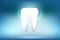 A Whitening tooth character illustration on blue background.