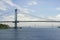 Whitestone Bridge and Throggs Neck Bridge connecting the Bronx and Queens, view from Ferry Point Park Soundview NYC Ferry line