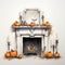 Whitewall Fireplace Decorated For Halloween - Interior Design Sketch