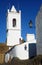 A whitewashed, church tower in the medieval town of Marvao, Portalegre, Alentejo, Portugal.