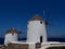 Whitewashed Windmills on Mykonos, Greece