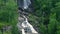 Whitewater Falls in Nantahala National Forest, North Carolina, USA. Beautiful landscape of high waterfall with falling