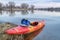 Whitewater kayak on lake