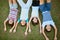 Who better to share a childhood with than siblings. High angle portrait of a group of happy siblings lying together on