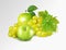 Whole apple with grape isolated on a transparent background.