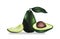 Whole avocado with leaf isolated on white background. Keto diet hand drawing. Organic food. Healthy eating concept