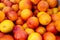 Whole blood oranges at farmer`s market