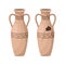 Whole and broken ancient amphora icon with two handles. Antique clay vase jar, Old traditional vintage pot. Ceramic jug