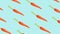 Whole carrots on blue background, banner. Pattern design