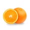 Whole and cut orange fruit isolated on white background with clipping path, food concept. Juicy and sweet and renowned for its
