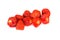 whole freeze dried strawberry on a white background.