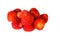 whole freeze dried strawberry on a white background.