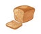 Whole grain bread and slice or toast isolated on white background. Realistic drawing of delicious baked product or tasty