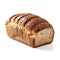 Whole grain bread on white background, Generative AI