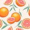 Whole grapefruit with slices hand drawn design. pattern vector
