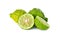 Whole and half cut fresh bergamot or Leech Lime on white