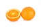 whole and half cut fresh Navel/Valencia orange on white background