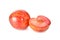 Whole and half cut Pluot on white background