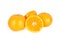 Whole and half cut ripe Australian honey murcott mandarin orange on white background