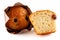 Whole and half muffin isolated on white background. Full clipping path