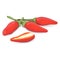 Whole and half of Peri peri peppers.