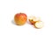Whole, half and quarter apple on a white isolated background. Vegetarian food. Fresh fruits