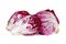 Whole and half red radicchio isolated on white