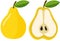 Whole and half yellow pear