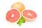Whole and halved grapefruit with a mint leaf