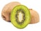 Whole kiwi fruit and half kiwi fruits isolated