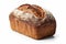 Whole loaf of bread on white background