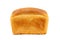 A whole loaf of white bread isolated on a white background close up side view.