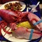 Whole lobster meal at a casual east coast restaurant.