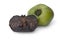 Whole and partial black sapote fruit