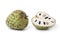 Whole and partial Cherimoya fruit