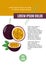 Whole passion fruit with slice isolated. Fresh fruit vector poster. Design template for food theme