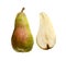 A whole pear and a half isolated