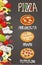 Whole Pepperoni, Hawaiian, Margherita pizza and the ingredients for the pizza. vector illustration. For menus, icons web