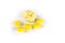 Whole pieces and chewed yellow bubble gum isolated over white