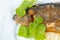 Whole pike perch with green salad